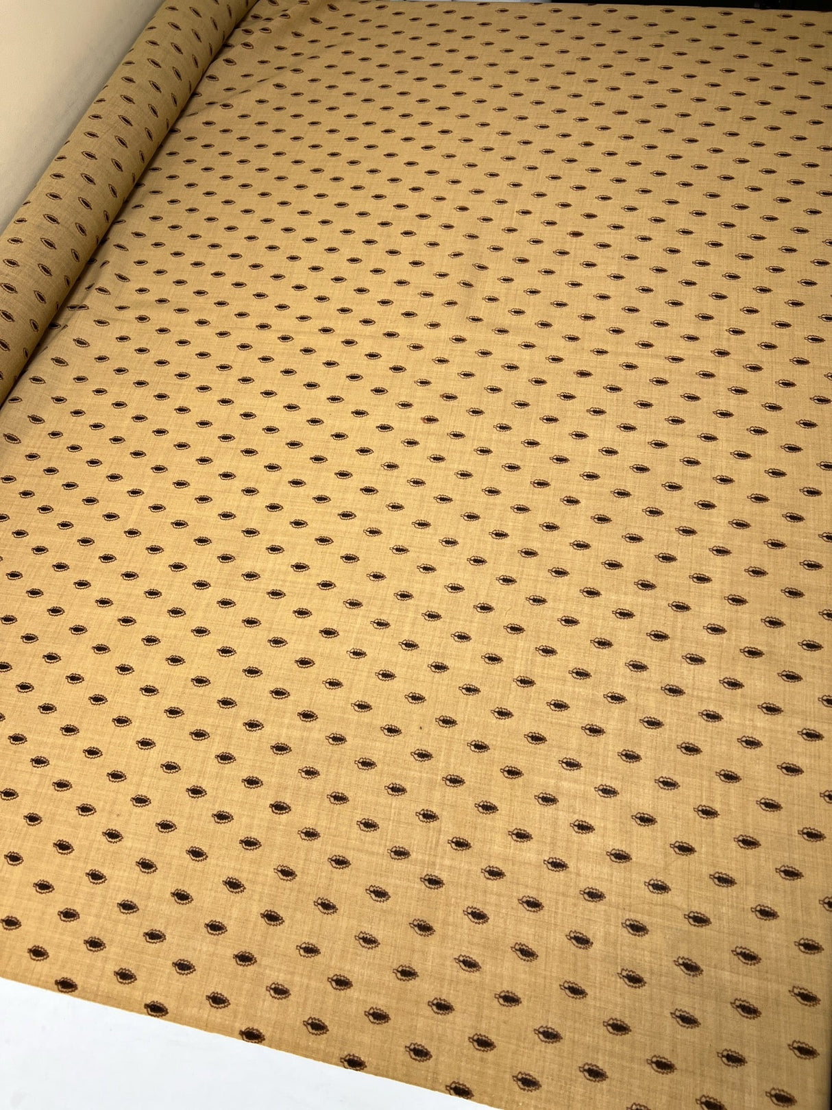 Wool Printed Beige Brown Fabric