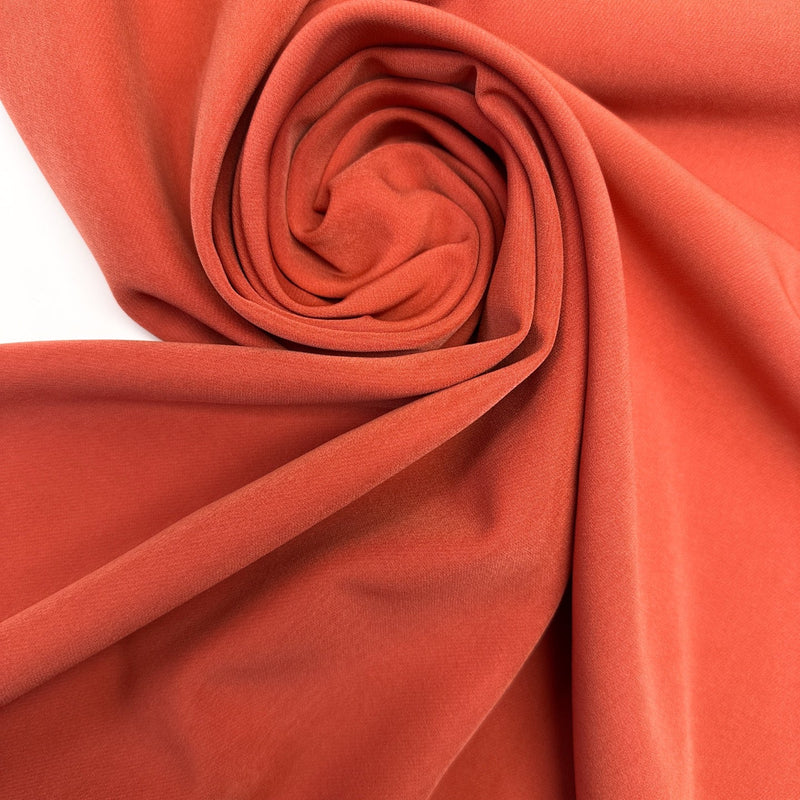 Orange Polyester Elastane Double Weave