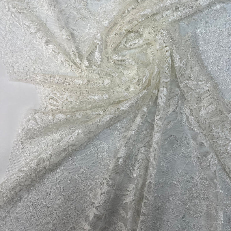 Viscose Lace Mesh Floral White Beige