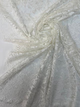 Viscose Lace Mesh Floral White Beige