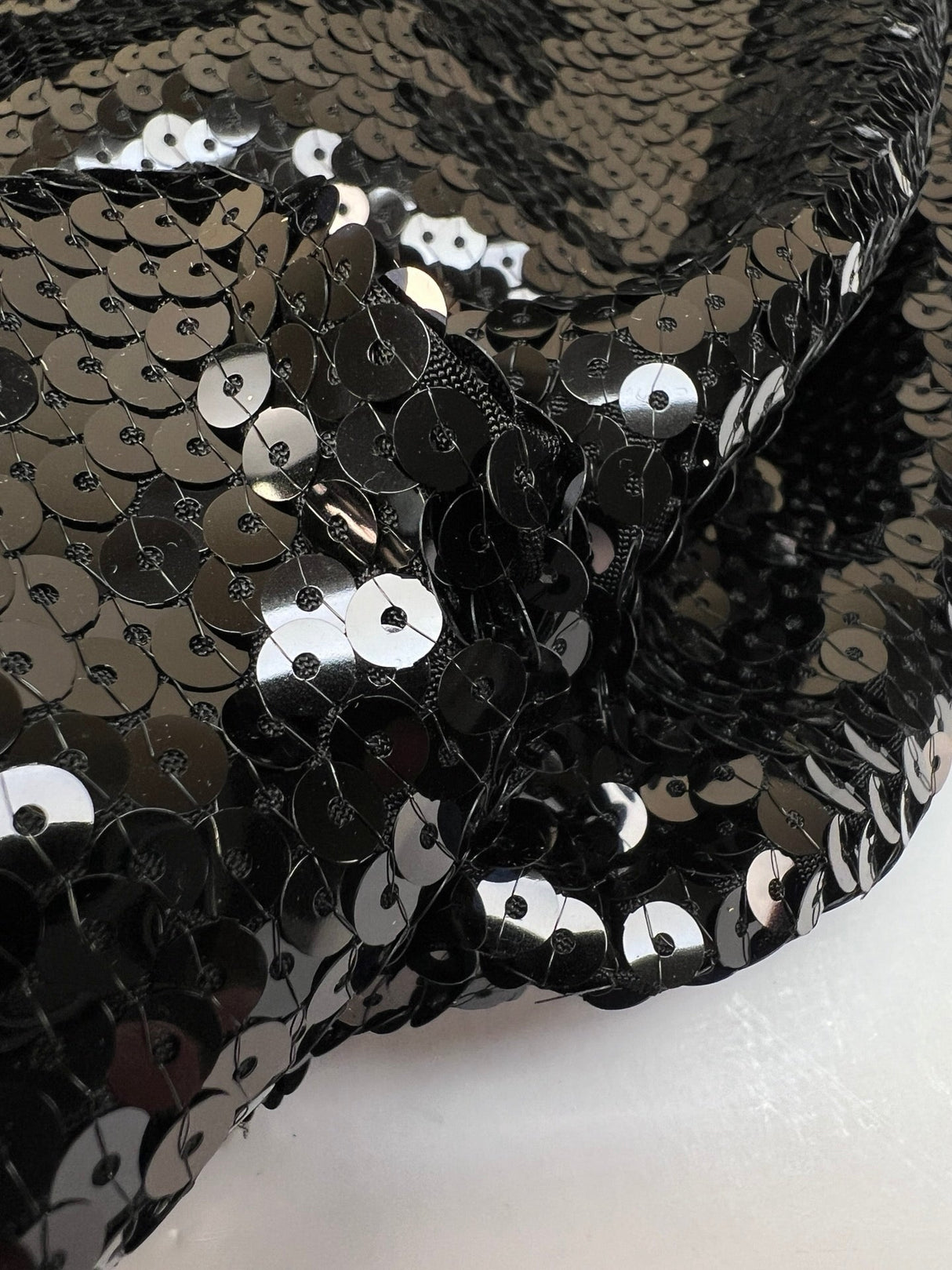 Black Knitted Polyamide Fabric With Sequins