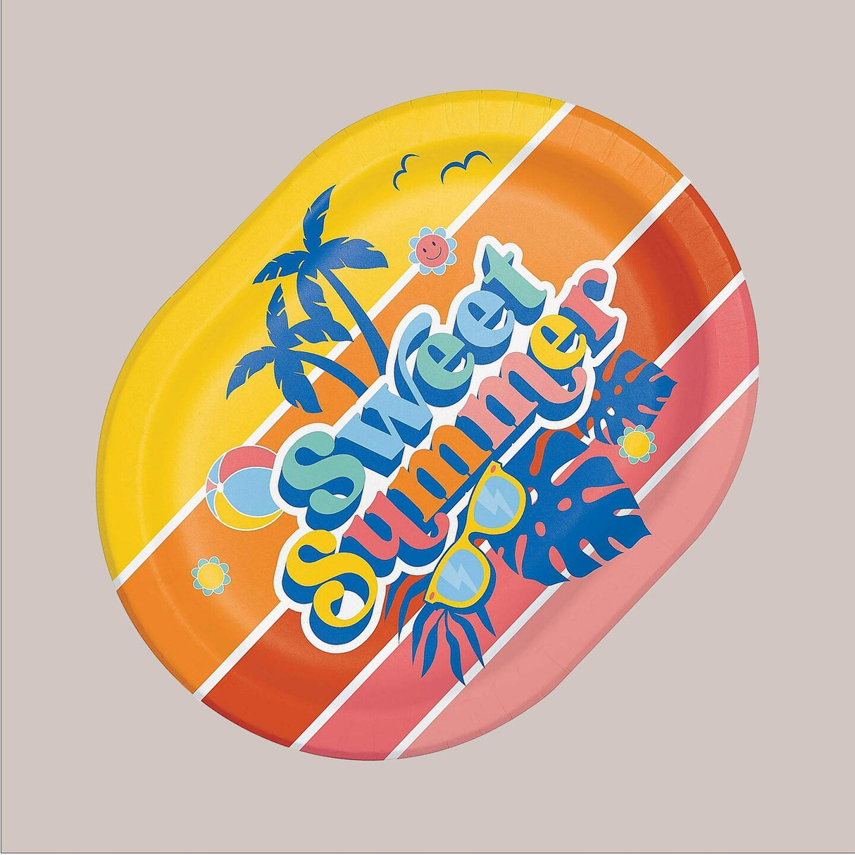 9.25" x 12" 48 Count Summer Sunset Tropical Oval Party Platters
