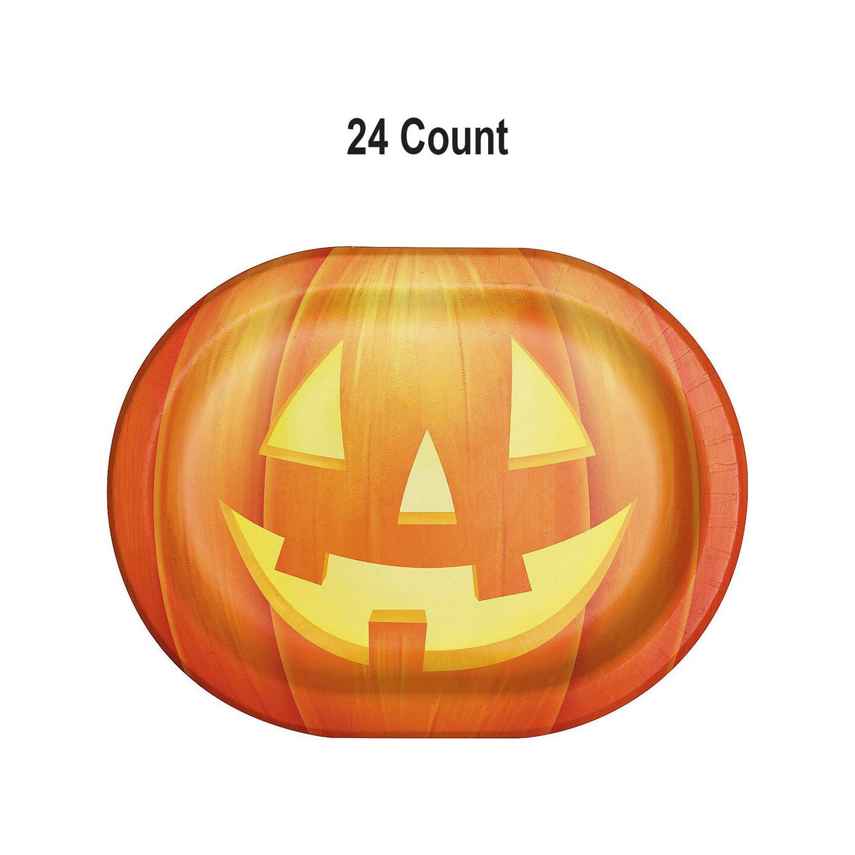 9.25"x12" Haunted Pumpkins Halloween Dinner Plates Paper Oval 24 Count