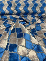 Nubia Cobalt Navy Upholstery Velvet Fabric - Blue Gray Raised Velvet, 54" Width, 6.75" Horizontal Repeat, 7.5" Vertical Repeat (1 Yard)
