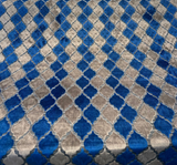 Nubia Cobalt Navy Upholstery Velvet Fabric - Blue Gray Raised Velvet, 54" Width, 6.75" Horizontal Repeat, 7.5" Vertical Repeat (1 Yard)