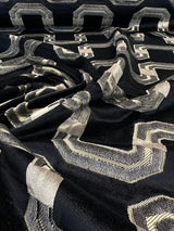 Ravello Black Velvet Raised Upholstery Fabric - Black, Silver, Charcoal, Dark Gold, 56" Width (1 Yard)