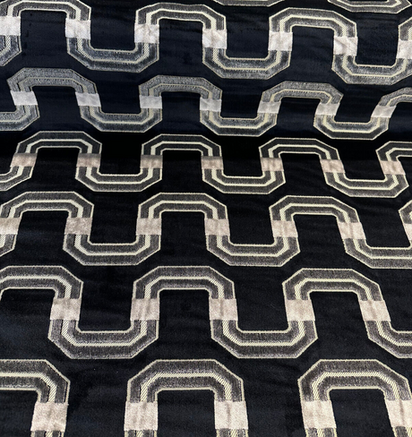 Ravello Black Velvet Raised Upholstery Fabric - Black, Silver, Charcoal, Dark Gold, 56" Width (1 Yard)