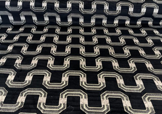 Ravello Black Velvet Raised Upholstery Fabric - Black, Silver, Charcoal, Dark Gold, 56" Width (1 Yard)