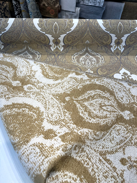 Casablanca Chenille Upholstery Fabric - Ivory Treasure Damask, 54" Width (By The Yard)