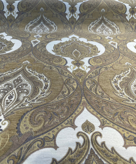 Casablanca Chenille Upholstery Fabric - Ivory Treasure Damask, 54" Width (By The Yard)