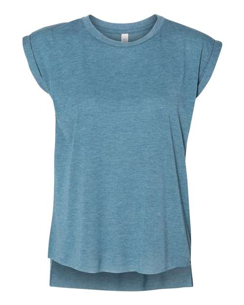 Women's Flowy Rolled Cuffs Muscle Tee