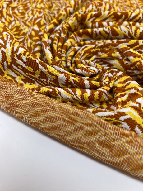 Polyamide Elastane Knit Abstract White Yellow Brown