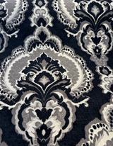 Algiers Onyx Chenille Upholstery Fabric - Black Damask, 56" Width (1 Yard)