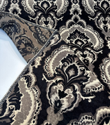 Algiers Onyx Chenille Upholstery Fabric - Black Damask, 56" Width (1 Yard)