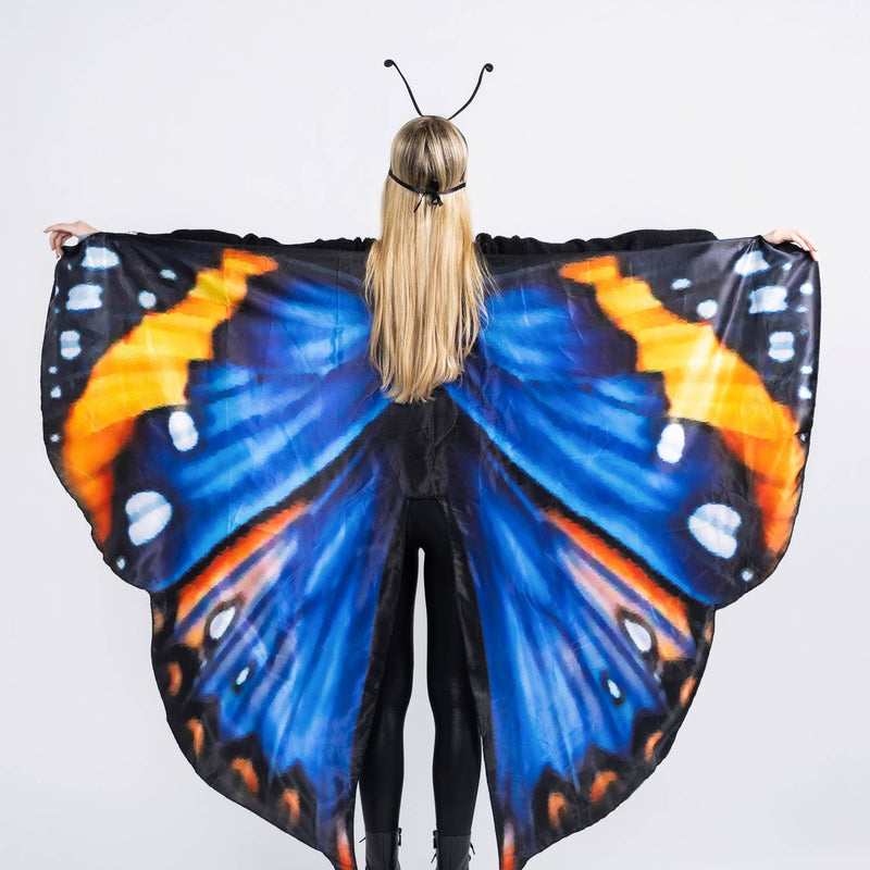 Adult blue butterfly costume with cape mask and headband