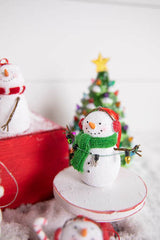 RADYAN 3” Resin Snowman with Red Scarf
