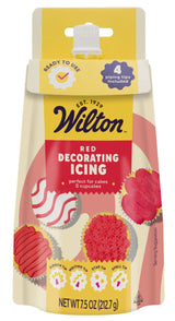 Wilton Red Ready-to-Use Decorator Icing Pouch with 4 Tips – 7.5 oz.