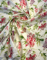 Solita Elegance Cotton Fabric - White Floral, 54" Width, 12" Vertical Repeat, 27.5" Horizontal Repeat (1 Yard)