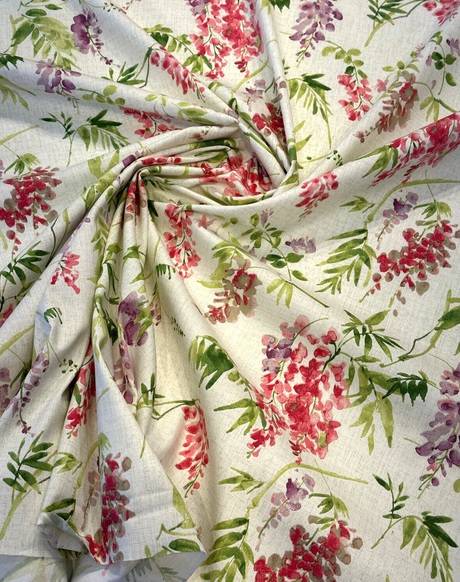 Solita Elegance Cotton Fabric - White Floral, 54" Width, 12" Vertical Repeat, 27.5" Horizontal Repeat (1 Yard)