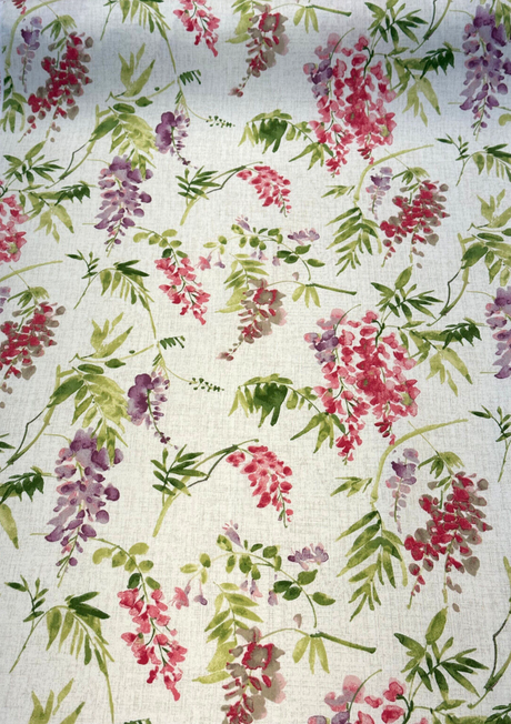 Solita Elegance Cotton Fabric - White Floral, 54" Width, 12" Vertical Repeat, 27.5" Horizontal Repeat (1 Yard)