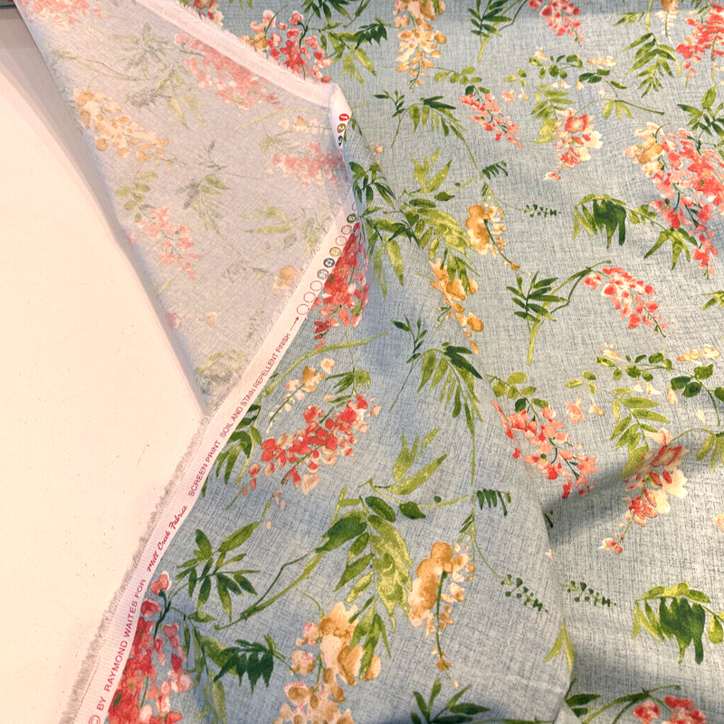 Solita Elegance Cotton Fabric - Blue Floral, 54" Width, 12" Vertical Repeat, 27.5" Horizontal Repeat (1 Yard)
