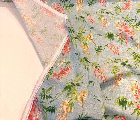 Solita Elegance Cotton Fabric - Blue Floral, 54" Width, 12" Vertical Repeat, 27.5" Horizontal Repeat (1 Yard)