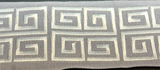 Fabricut Embroidery Silver Double Greek Key Trim Tape - Silver With White/Off White Embroidery Design, 3" Width (1 Yard)