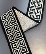 Fabricut Embroidery Trim Tape - Silver Embroidery On Black Background, 3" Width, 2" Horizontal Repeat (1 Yard)