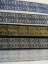 Fabricut Embroidery Trim Tape - Silver Embroidery On Black Background, 3" Width, 2" Horizontal Repeat (1 Yard)