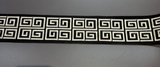 Fabricut Embroidery Trim Tape - Silver Embroidery On Black Background, 3" Width, 2" Horizontal Repeat (1 Yard)