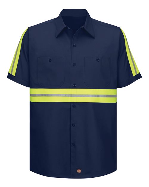 Red Kap Men's Enhanced Visibility Short Sleeve Cotton Work Shirt
