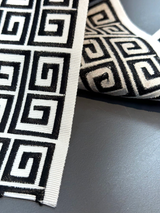Fabricut Embroidery Trim Tape - White Black Double Greek Key, 3" Width (1 Yard)