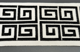 Fabricut Embroidery Trim Tape - White Black Double Greek Key, 3" Width (1 Yard)