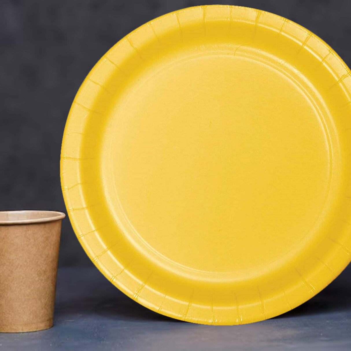 24 Count Paper Dessert Plates 7 Inch Orange Yellow Round Solid Color for Party and Event Use