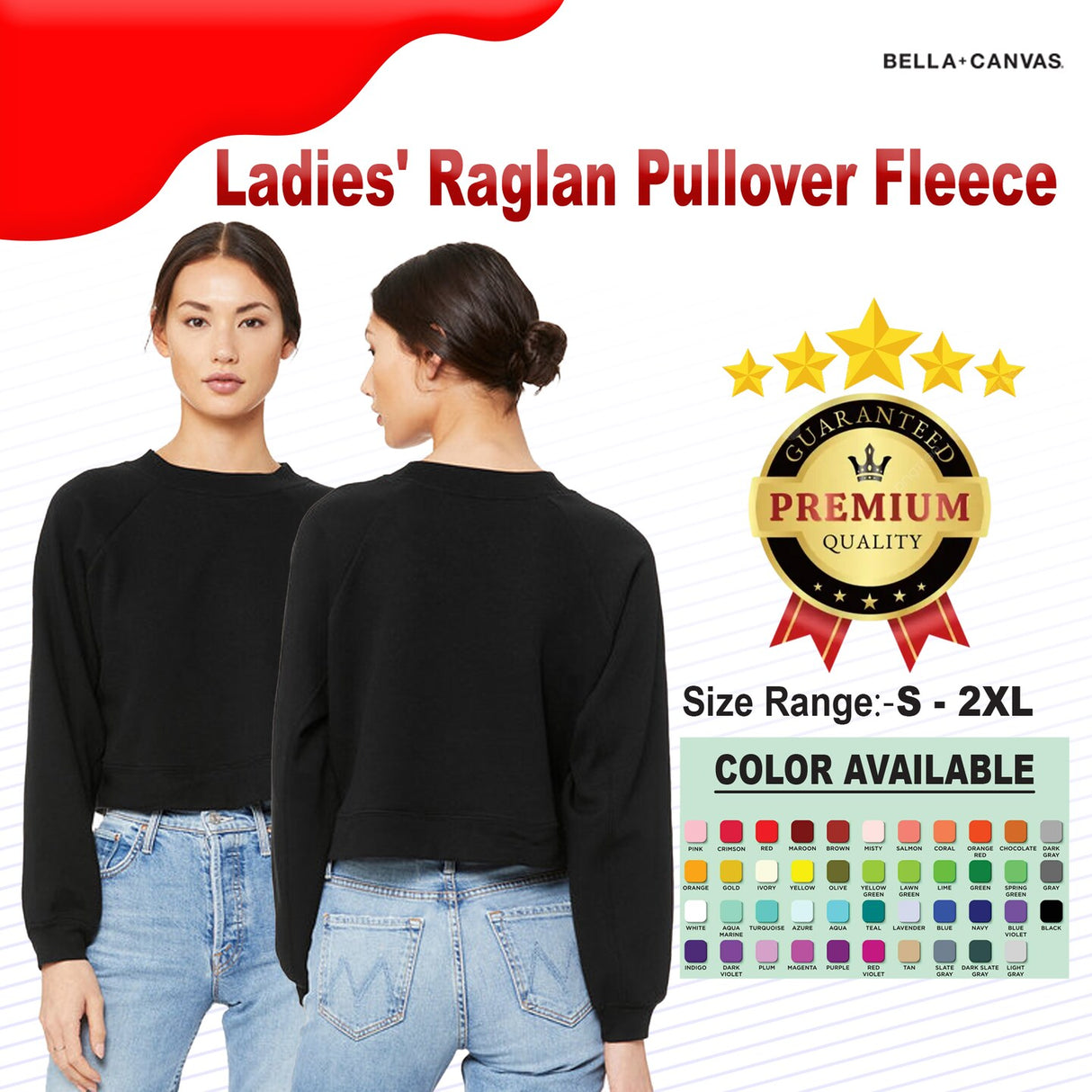 Bella + Canvas® Ladies Raglan Pullover Fleece