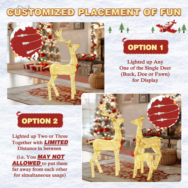 53.3-in Freestanding Reindeer Yard Decoration with White LED Lights