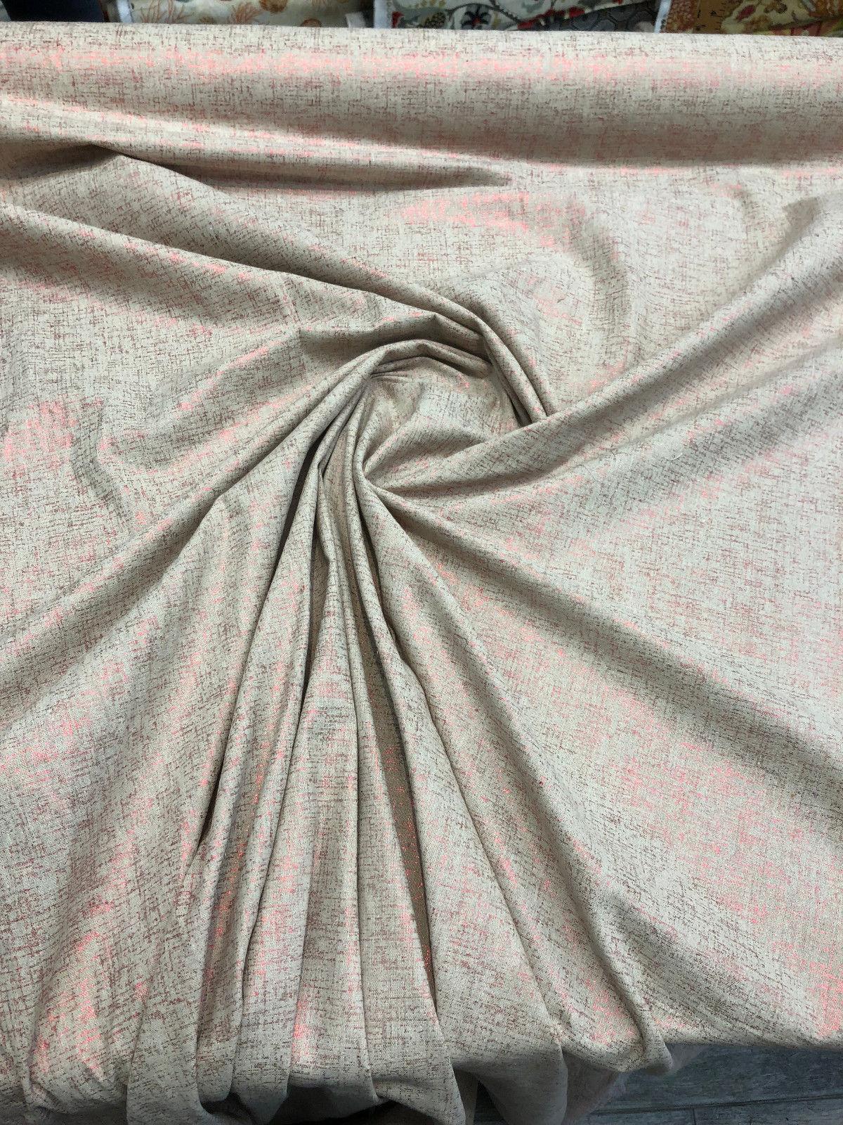 Sparkling Red Shimmer Linen Fabric - Red Shine On Beige, 60" Width (1 Yard)