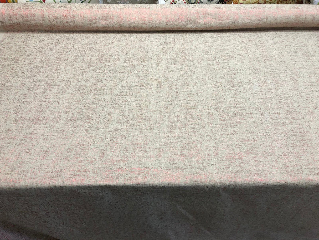 Sparkling Red Shimmer Linen Fabric - Red Shine On Beige, 60" Width (1 Yard)