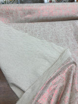 Sparkling Red Shimmer Linen Fabric - Red Shine On Beige, 60" Width (1 Yard)