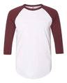 50/50 Raglan Three-Quarter Sleeve Tee