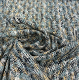 Valles Shoreline Chenille Fabric - Black With Hints Of Light Blue And Orange, 56" Width, Vertical Repeat 15.25", Horizontal Repeat 13.25", Non-Railroaded (1 Yard)