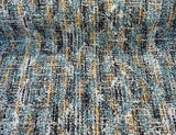 Valles Shoreline Chenille Fabric - Black With Hints Of Light Blue And Orange, 56" Width, Vertical Repeat 15.25", Horizontal Repeat 13.25", Non-Railroaded (1 Yard)