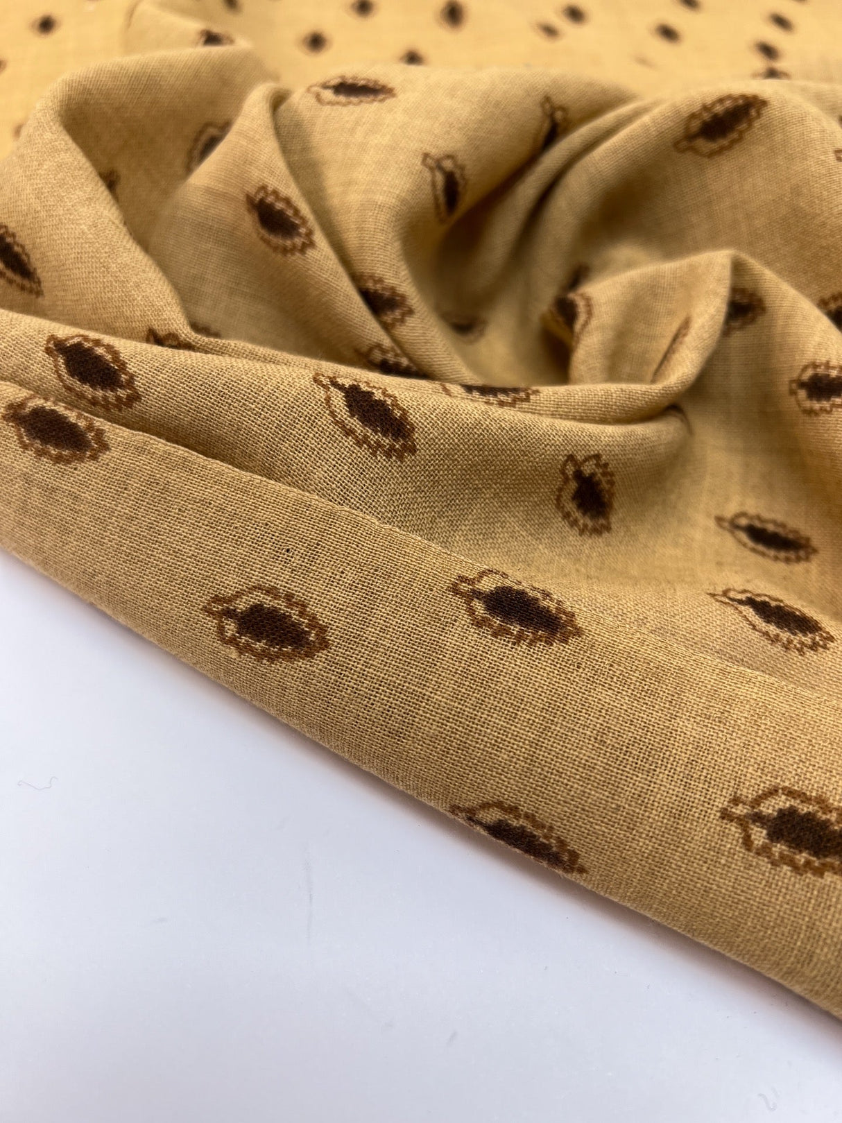 Wool Printed Beige Brown Fabric