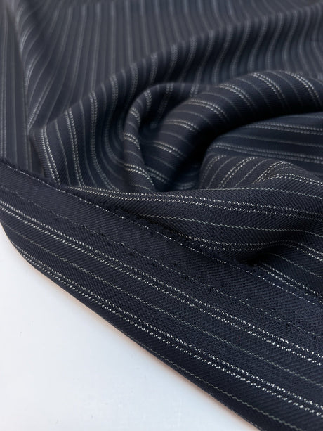 Wool Striped Herringbone Fabric