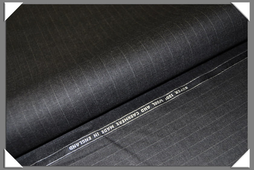 Dark Grey Pinstripe Super 120'S Wool Fabric - Dark Grey Pinstripe, 58/60" Width