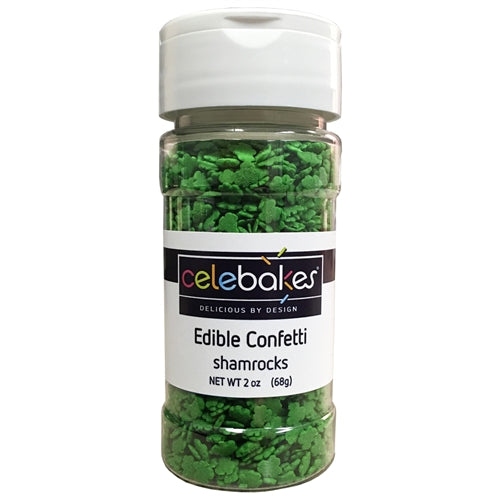 Green Shamrock Edible Confetti - 2.4 Ounce