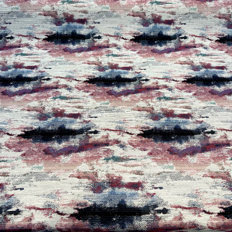 Masterpiece Mystic Lavender Chenille Fabric - Beige Background With Pink, Purple, Lavender, Blue, Green, Black, 56" Width (1 Yard)