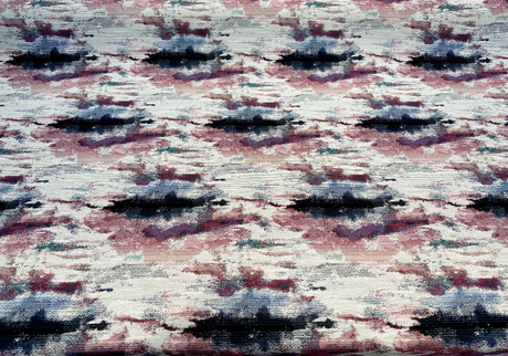 Masterpiece Mystic Lavender Chenille Fabric - Beige Background With Pink, Purple, Lavender, Blue, Green, Black, 56" Width (1 Yard)