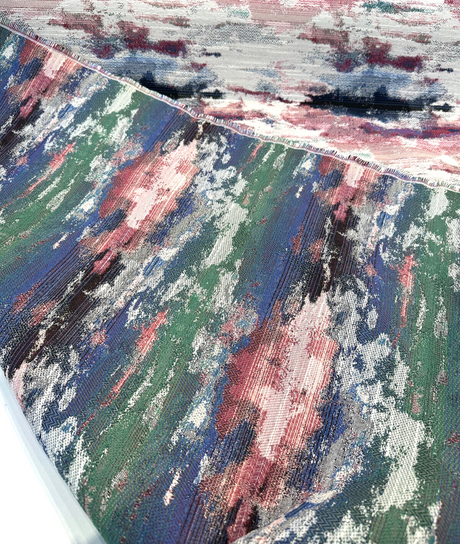 Masterpiece Mystic Lavender Chenille Fabric - Beige Background With Pink, Purple, Lavender, Blue, Green, Black, 56" Width (1 Yard)