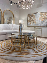 Beluga Tufted Design 50 Wool Viscose Area Rug - Ivory Grey Gold, Hand Tufted, Round (6' X 6' Round)